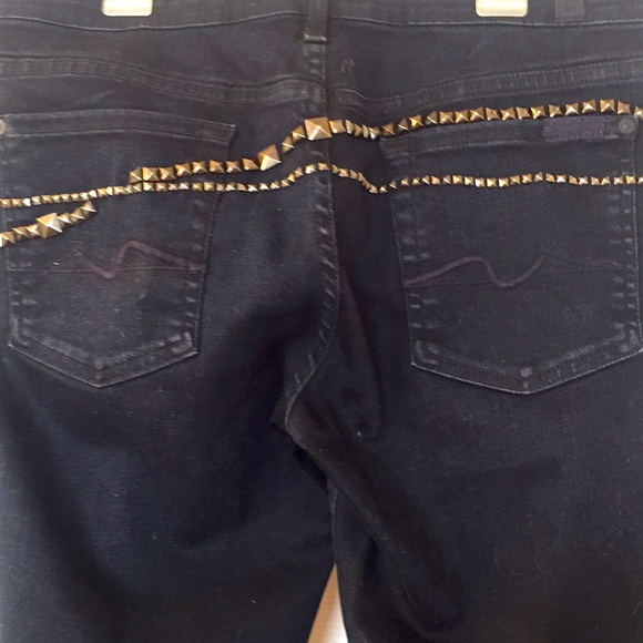New, 7 for All Mankind, Black Jeans 2 studded 30 - Picture 11 of 15